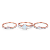 Art Deco Three Piece Wedding Ring Simulated Cubic Zirconia 925 Sterling Silver