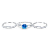 Art Deco Three Piece Wedding Ring Simulated Cubic Zirconia 925 Sterling Silver