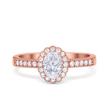 Halo Art Deco Floral Wedding Engagement Ring Oval Cubic Zirconia 925 Sterling Silver Choose Color