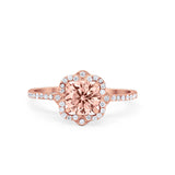 Halo Wedding Engagement Ring Split Shank 925 Sterling Silver 6 Prong Round Cubic Zirconia