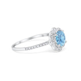 Halo Wedding Engagement Ring Split Shank 925 Sterling Silver 6 Prong Round Cubic Zirconia