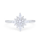 Cluster Wedding Engagement Ring Marquise Round Cubic Zirconia 925 Sterling Silver Choose Color