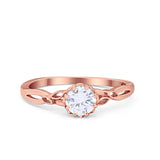 Art Deco Wedding Engagement Ring Round Cubic Zirconia 925 Sterling Silver Choose Color