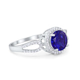 Halo Split Shank Wedding Engagement Ring Round Cubic Zirconia 925 Sterling Silver
