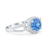 Halo Split Shank Wedding Engagement Ring Round Cubic Zirconia 925 Sterling Silver