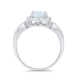 Halo Split Shank Wedding Engagement Ring Round Cubic Zirconia 925 Sterling Silver