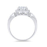 Halo Split Shank Wedding Engagement Ring Round Cubic Zirconia 925 Sterling Silver