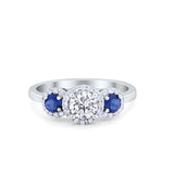 3-Stone Wedding Engagement Ring Three Stone Round Cubic Zirconia 925 Sterling Silver Choose Color