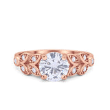 Art Deco Flower Engagement Ring 925 Sterling Silver