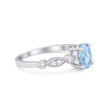 Vintage Style Wedding Ring Round Simulated Cubic Zirconia 925 Sterling Silver