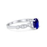 Vintage Style Wedding Ring Round Simulated Cubic Zirconia 925 Sterling Silver