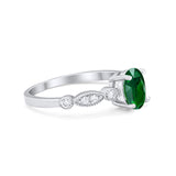 Vintage Style Wedding Ring Round Simulated Cubic Zirconia 925 Sterling Silver