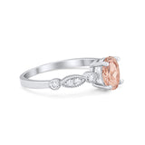 Vintage Style Wedding Ring Round Simulated Cubic Zirconia 925 Sterling Silver