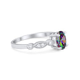 Vintage Style Wedding Ring Round Simulated Cubic Zirconia 925 Sterling Silver