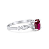Vintage Style Wedding Ring Round Simulated Cubic Zirconia 925 Sterling Silver