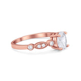 Vintage Style Wedding Ring Round Simulated Cubic Zirconia 925 Sterling Silver