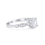 Vintage Style Wedding Ring Round Simulated Cubic Zirconia 925 Sterling Silver
