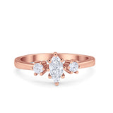 Three Stone Wedding Engagement Ring Marquise Round Cubic Zirconia 925 Sterling Silver Choose Color