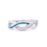Created Opal Infinity Twisted Ring Round Cubic Zirconia 925 Sterling Silver