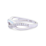 Created Opal Infinity Twisted Ring Round Cubic Zirconia 925 Sterling Silver