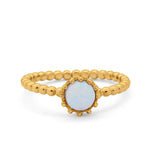 Crown Design Wedding Ring Round Cubic Zirconia White Opal 925 Sterling Silver