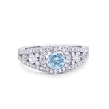 Wedding Ring Round Simulated Cubic Zirconia Dragonfly Accent 925 Sterling Silver