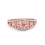 Wedding Ring Round Simulated Cubic Zirconia Dragonfly Accent 925 Sterling Silver