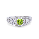Wedding Ring Round Simulated Cubic Zirconia Dragonfly Accent 925 Sterling Silver