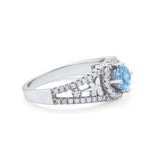 Wedding Ring Round Simulated Cubic Zirconia Dragonfly Accent 925 Sterling Silver