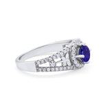 Wedding Ring Round Simulated Cubic Zirconia Dragonfly Accent 925 Sterling Silver