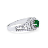 Wedding Ring Round Simulated Cubic Zirconia Dragonfly Accent 925 Sterling Silver