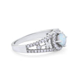 Wedding Ring Round Simulated Cubic Zirconia Dragonfly Accent 925 Sterling Silver