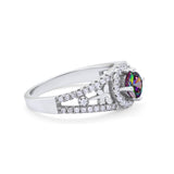 Wedding Ring Round Simulated Cubic Zirconia Dragonfly Accent 925 Sterling Silver