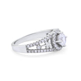 Wedding Ring Round Simulated Cubic Zirconia Dragonfly Accent 925 Sterling Silver