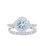 Art Deco Halo Wedding Piece Ring Simulated Cubic Zirconia 925 Sterling Silver