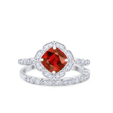 Art Deco Halo Wedding Piece Ring Simulated Cubic Zirconia 925 Sterling Silver