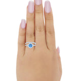 Art Deco Halo Wedding Piece Ring Simulated Cubic Zirconia 925 Sterling Silver