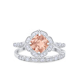 Art Deco Halo Wedding Piece Ring Simulated Cubic Zirconia 925 Sterling Silver