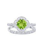 Art Deco Halo Wedding Piece Ring Simulated Cubic Zirconia 925 Sterling Silver