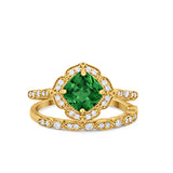 Art Deco Halo Wedding Piece Ring Simulated Cubic Zirconia 925 Sterling Silver