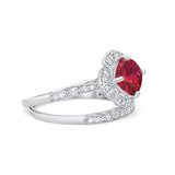 Art Deco Halo Wedding Piece Ring Simulated Cubic Zirconia 925 Sterling Silver