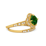 Art Deco Halo Wedding Piece Ring Simulated Cubic Zirconia 925 Sterling Silver