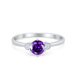 Three Stone Art Deco Wedding Engagement Ring Round Cubic Zirconia 925 Sterling Silver