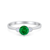 Three Stone Art Deco Wedding Engagement Ring Round Cubic Zirconia 925 Sterling Silver