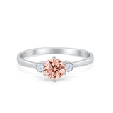 Three Stone Art Deco Wedding Engagement Ring Round Cubic Zirconia 925 Sterling Silver