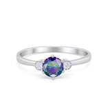 Three Stone Art Deco Wedding Engagement Ring Round Cubic Zirconia 925 Sterling Silver