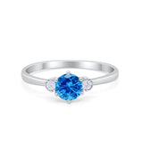 Three Stone Art Deco Wedding Engagement Ring Round Cubic Zirconia 925 Sterling Silver