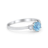 Three Stone Art Deco Wedding Engagement Ring Round Cubic Zirconia 925 Sterling Silver