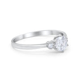 Three Stone Art Deco Wedding Engagement Ring Round Cubic Zirconia 925 Sterling Silver