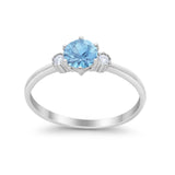 Three Stone Art Deco Wedding Engagement Ring Round Cubic Zirconia 925 Sterling Silver